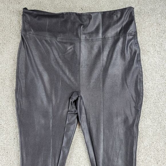 Serra Womens Faux Leather Leggings XL Black Metallic Stretch Skinny Slim Fit New - Picture 5 of 13